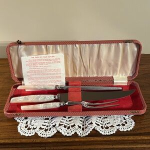 Sheffield Stainless Steel Carving Knife Set Faux Mother of Pearl Handles